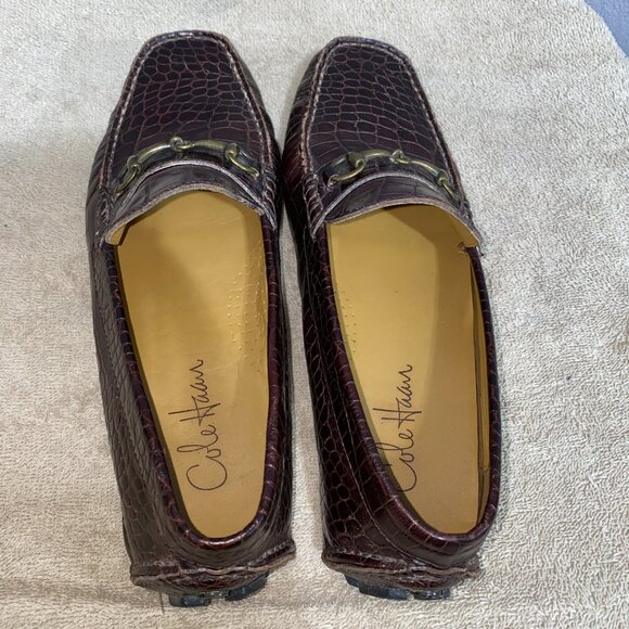 Cole Haan Men’s Brown Croc Embossed Leather Bit Loafers Size 9.5 M Dress Shoes main image 4